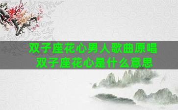 双子座花心男人歌曲原唱 双子座花心是什么意思